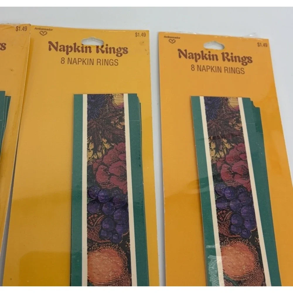 Vintage Ambassador Hallmark Paper Napkin Rings Thanksgiving Fall Autumn Harvest